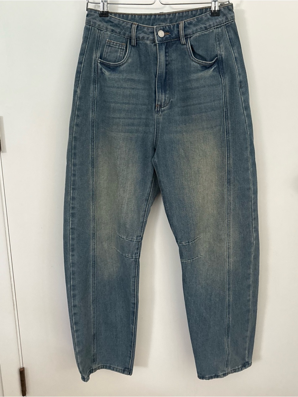 Blue Washed Barrel Jeans